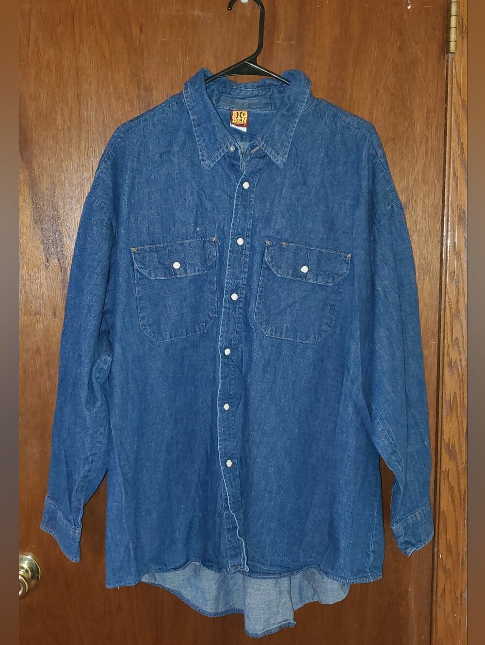 Vintage Big Ben Dark Wash Denim Shirt Pearl Snaps Sz 3xl